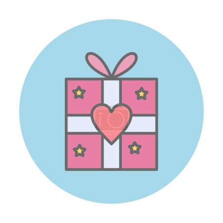 Téléchargez les illustrations : Boîte cadeau avec illustration vectorielle icône coeur - en licence libre de droit