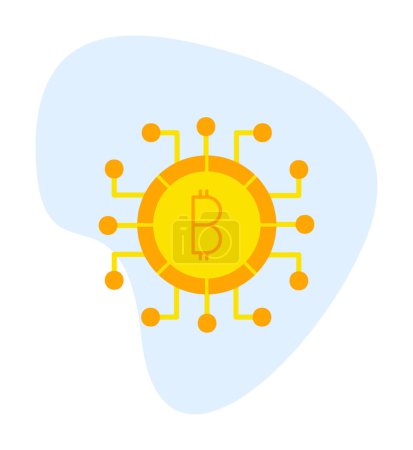 Ilustración de Icono de dinero digital con signo de Bitcoin, ilustración vectorial - Imagen libre de derechos