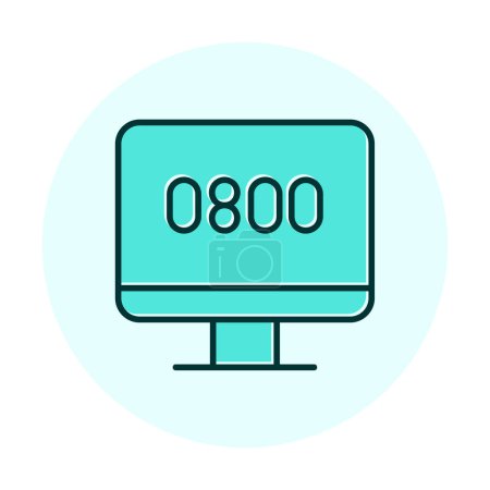 Illustration for Help Line phone number 0800 on pc screen, vector illustration - Royalty Free Image