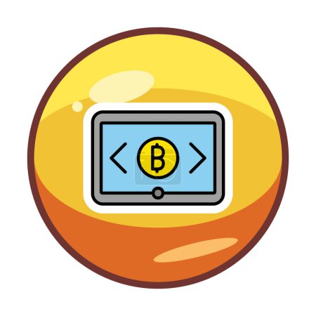 Illustration for Tablet with bitcoin sign web icon, vector illustration - Royalty Free Image