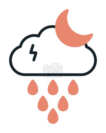 Ilustración de Nube de lluvia nocturna y luna, ilustración vectorial - Imagen libre de derechos