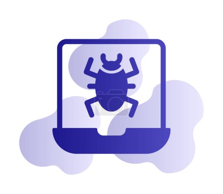Illustration for Virus Infected Laptop Icon - Malware vector - Royalty Free Image