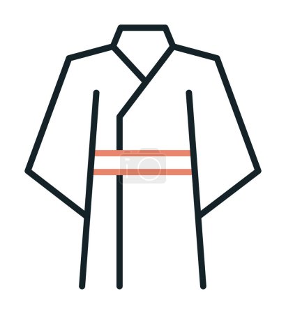 Téléchargez les illustrations : Kimono japonais icône contour vectoriel illustration design - en licence libre de droit