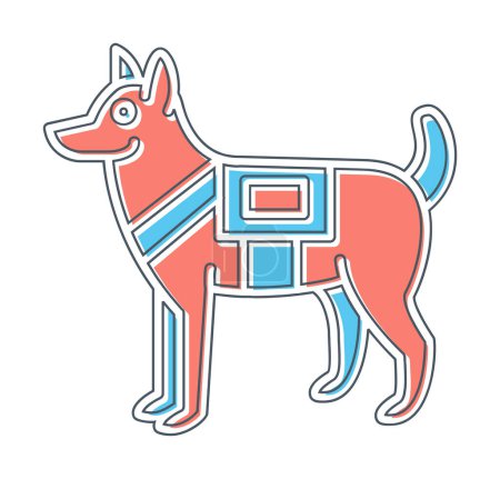 Téléchargez les illustrations : Illustration vectorielle d'icône de chien militaire - en licence libre de droit