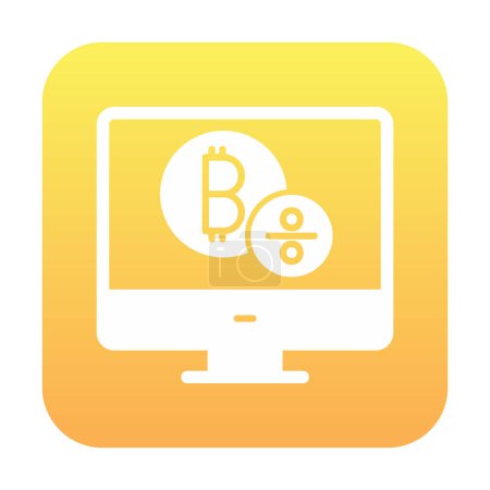 Téléchargez les illustrations : Moniteur d'ordinateur avec icône vectorielle signe Bitcoin. Symbole, illustration du logo. Graphiques vectoriels - en licence libre de droit