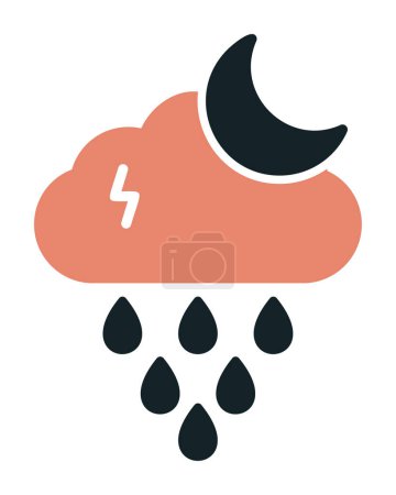 Téléchargez les illustrations : Nuage de pluie nocturne et lune, illustration vectorielle - en licence libre de droit