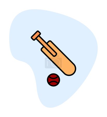 Téléchargez les illustrations : Illustration vectorielle simple de contour d'icône de cricket. - en licence libre de droit