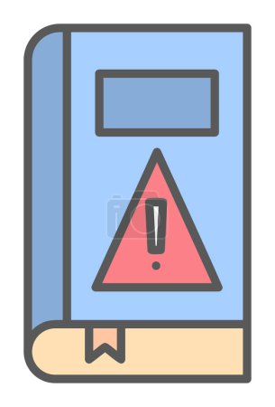 Ilustración de Libro de alerta con signo de exclamación icono de color plano vector - Imagen libre de derechos