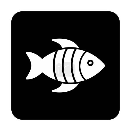 Téléchargez les illustrations : Illustration simple icône de poisson plat sur fond - en licence libre de droit
