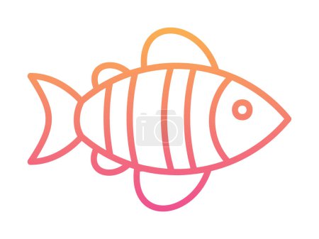 Ilustración de Ilustración simple icono de pescado plano en el fondo - Imagen libre de derechos