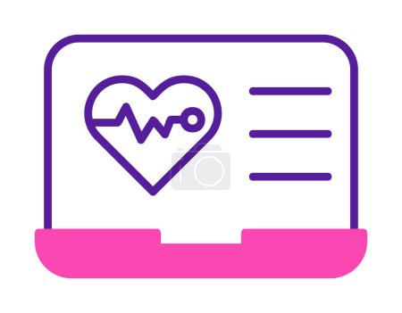 Illustration for Simple flat heartbeat icon on laptop - Royalty Free Image
