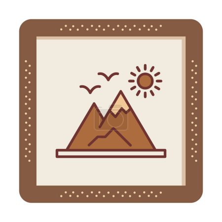 Ilustración de Icono de las montañas y el sol. ilustración vectorial - Imagen libre de derechos