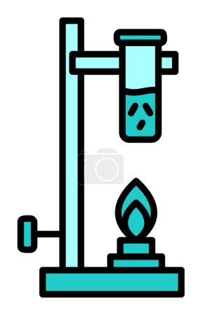 Illustration for Flat Bunsen burner linear icon. - Royalty Free Image