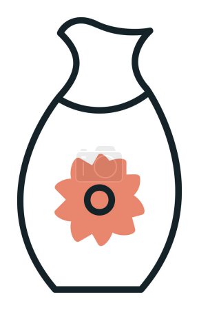 Ilustración de Ilustración vectorial, icono de tarro con sake, bebida alcohólica tradicional japonesa - Imagen libre de derechos