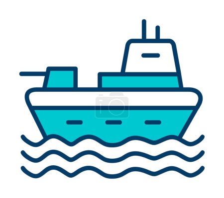 Illustration for Military Ship icon. outline illustration - Royalty Free Image