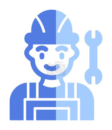 Illustration for Car mechanic man icon. illustration of man with wrench and hardhat vector icons for web - Royalty Free Image