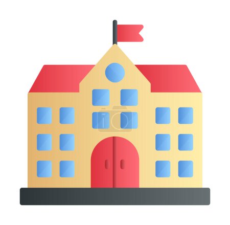 Illustration for University Building icon. flat color design. vector illustration. - Royalty Free Image