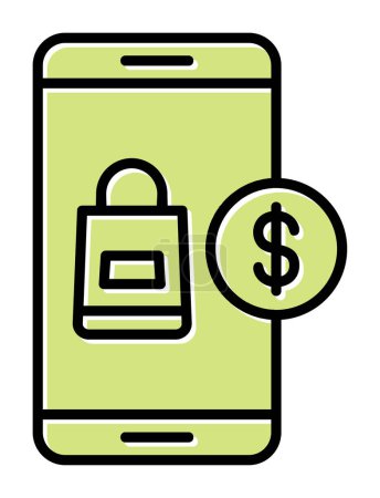 Ilustración de Banca móvil y vector icono dólar - Imagen libre de derechos