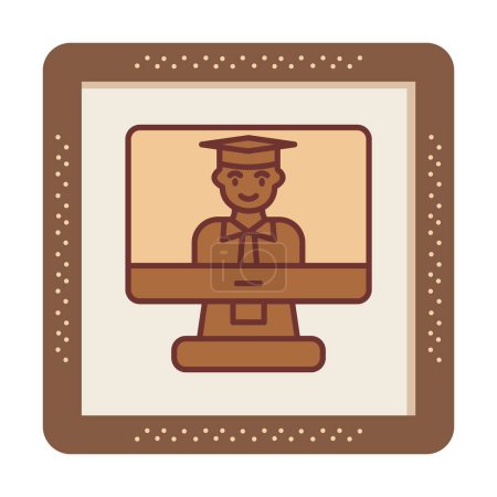 Ilustración de Simple icono de aprendizaje en línea, ilustración vectorial - Imagen libre de derechos