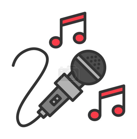 Illustration for Karaoke concept, microphone and notes - Royalty Free Image