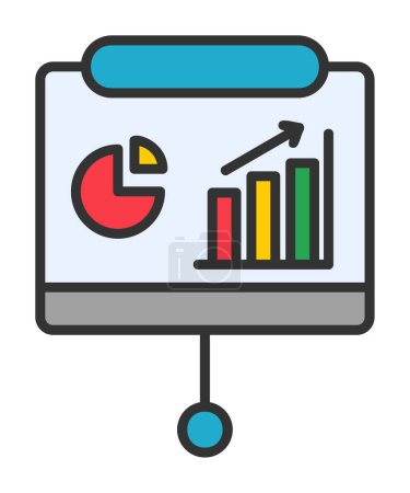 Ilustración de Presentación, estadísticas de negocios y análisis de datos con icono gráfico circular. análisis de negocios, análisis, estadística, gráfico circular - Imagen libre de derechos
