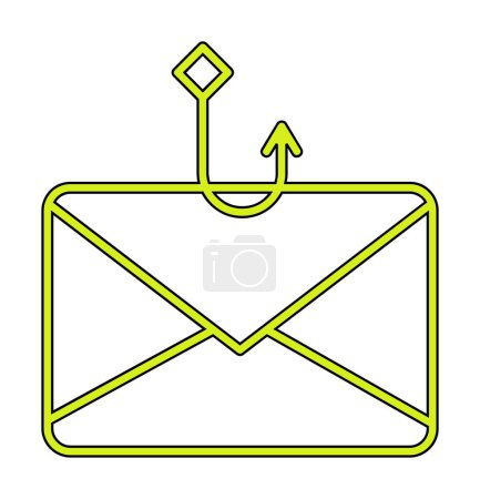 Téléchargez les illustrations : Crochet de pêche avec email. Fraude à la pêche avec icône enveloppe postale. - en licence libre de droit