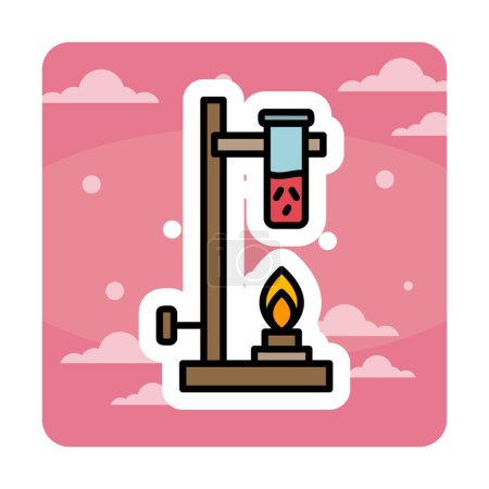 Illustration for Flat Bunsen burner linear icon. - Royalty Free Image