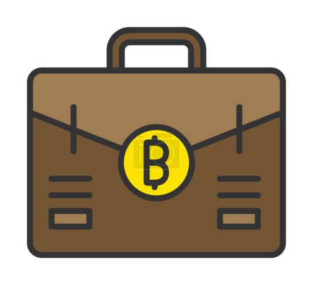 Téléchargez les illustrations : Mallette avec Bitcoin. icône web - en licence libre de droit
