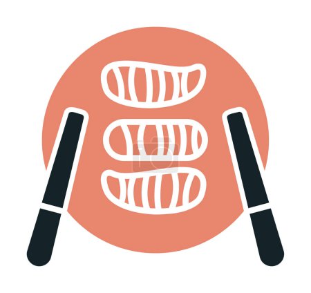 Téléchargez les illustrations : Sushi sur plaque icône, illustration vectorielle - en licence libre de droit
