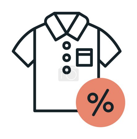 Téléchargez les illustrations : Illustration vectorielle d'icône de t-shirt à prix réduit - en licence libre de droit