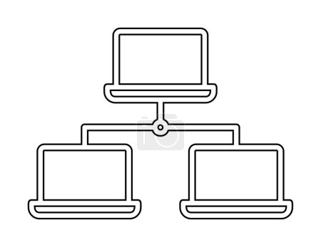 Téléchargez les illustrations : Icône de réseau d'ordinateur portable, illustration vectorielle - en licence libre de droit