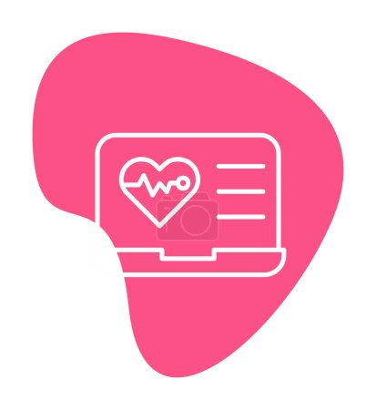 Ilustración de Simple icono de latido del corazón plano en el ordenador portátil - Imagen libre de derechos