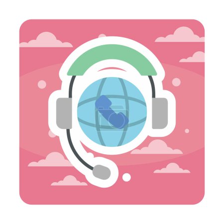 Illustration for Simple World Call Center Support icon, vector illustration - Royalty Free Image