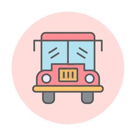 Téléchargez les illustrations : Flat Icône bus scolaire illustration simple design - en licence libre de droit