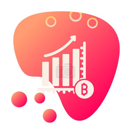 Illustration for Profits, chart with cryptocurrency, bitcoin symbol vector ilustration - Royalty Free Image