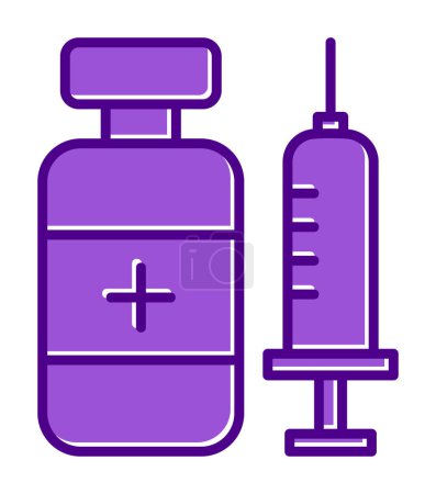 Téléchargez les illustrations : Seringue avec icône du vaccin illustration vectorielle - en licence libre de droit