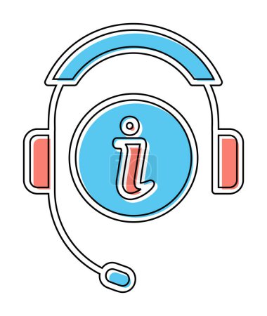 Ilustración de Simple flat Sirve icono de información y auriculares - Imagen libre de derechos