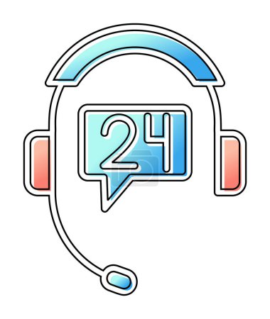 Ilustración de Simple 24 Horas Teléfono icono de soporte, ilustración de vectores - Imagen libre de derechos