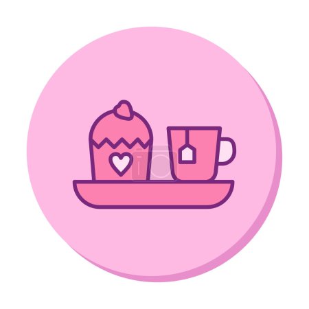 Ilustración de Taza de té de la tarde y magdalena dulce, ilustración vectorial - Imagen libre de derechos