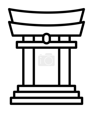 Ilustración de Simple japonés Tori Gate icono, vector de ilustración - Imagen libre de derechos