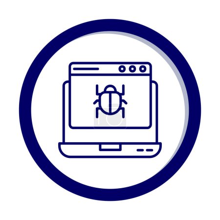 Ilustración de Computadora portátil plana simple infectado por el icono de malware - Imagen libre de derechos
