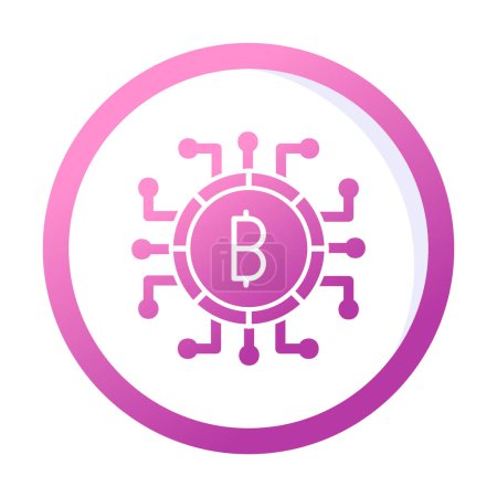 Téléchargez les illustrations : Icône argent numérique avec signe Bitcoin, illustration vectorielle - en licence libre de droit
