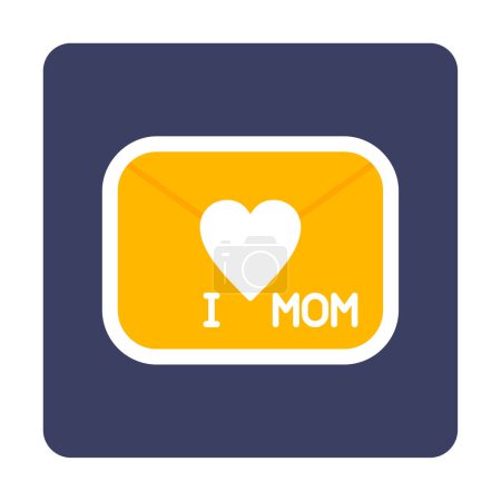 Ilustración de Feliz madre día tarjeta con carta de amor, me encanta mamá símbolo en el sobre con el icono del corazón, vector de ilustración - Imagen libre de derechos