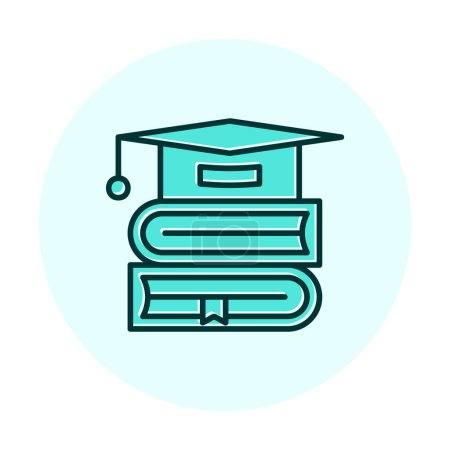 Ilustración de Tapa de graduación aislada y el icono de libros - Imagen libre de derechos