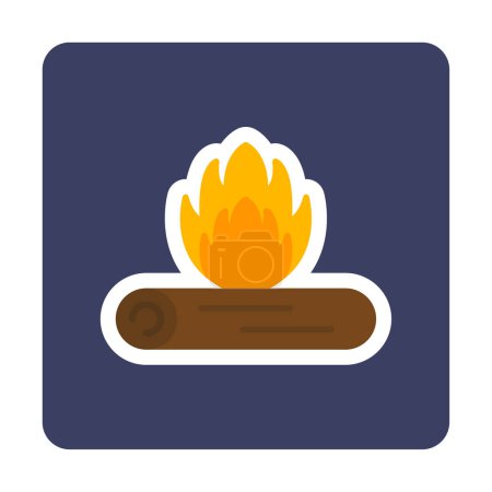 Téléchargez les illustrations : Icône simple de symbole de feu de joie plat, illustration - en licence libre de droit