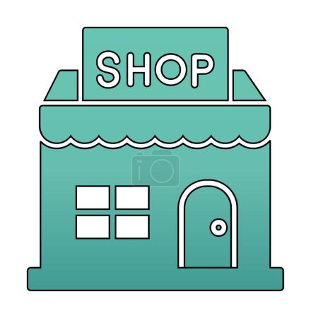 Téléchargez les illustrations : Icône de bâtiment de magasin, illustration vectorielle conception simple - en licence libre de droit