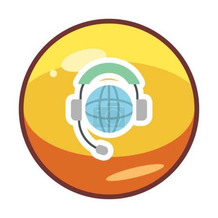 Illustration for Earth globe in headset icon, vector illustration - Royalty Free Image