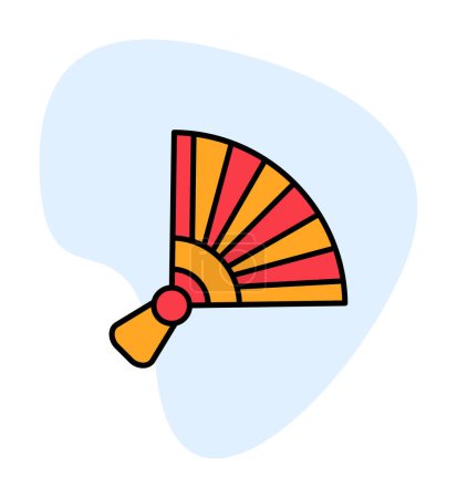 Téléchargez les illustrations : Illustration vectorielle d'icône de ligne mince de ventilateur chinois - en licence libre de droit