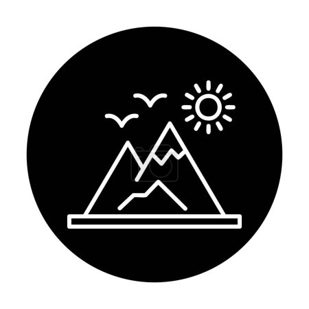 Téléchargez les illustrations : Icône des montagnes et du soleil. illustration vectorielle - en licence libre de droit