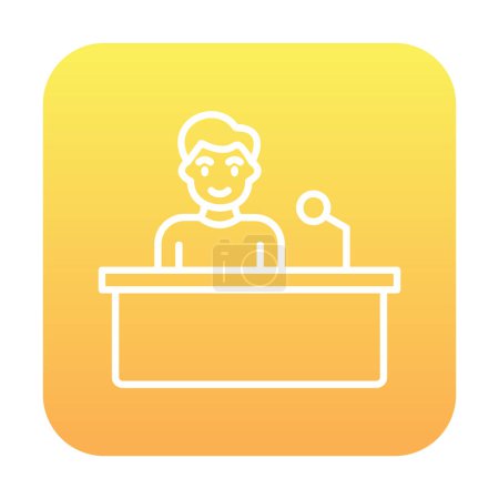 Illustration for Commentator men giving speech at speech stand  icon, vector illustration - Royalty Free Image